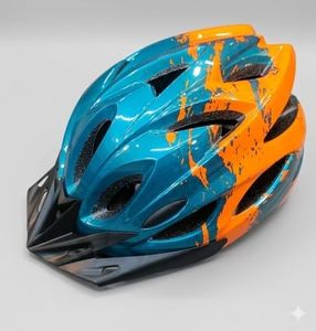 Florida Adult Cycling Helmet - Specialized Impact Protection (Size Large, 58-63cm) - Lightweight Adjustable Road & Mountain Bike Helmet with Detachable Visor (Glossy, Orange-Teal, 12+Years)