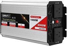 Giantz Power Inverter, 1000W/2000W 12V to 240V Electric Portable Pure Sine Wave Inverters Adapter Convertor Camping Car Boat Caravan Laptop Accessories, Convenient USB Output Silver