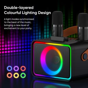 Portable Karaoke Machine with 2 Wireless Microphones – Bluetooth Speaker