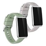 kwmobile Straps Compatible with Huawei Watch Fit mini Straps - 2x Replacement Silicone Watch Bands - Grey/Green