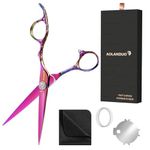 AOLANDUO 6" Pink/Neon Hair Cutting Shears/Barber Scissor-High End Aichi Steel Shears for Hair Cutting -Edge/Offset/Sword Design for Salon Stylists Beauticians (Fashion)