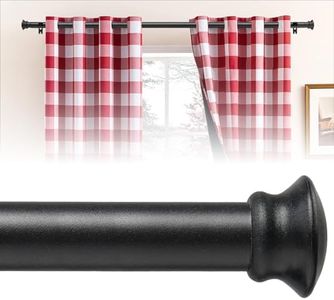 Heavy Duty Curtain Rods for Windows, 120 to 136 Adjustable Long Curtain Rod, 1 Inch Black Curtain Rod Set for Sliding Door, Living Room, Bedroom, Outdoor Patio, Metal Grommet Drapery Rod with Brackets