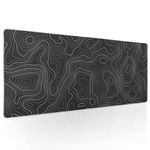 Topographic Map Large Mouse Pad XL Black Lines Contour Geographic Extended Large Desk Mat Big Desk Pad 80X30 CM Non-Slip Rubber Base Stitched Edge Long Mousepad,31.5×11.8 Inch