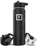 IRON °FLASK Wide Mouth Bottle with Straw Lid, Black Speckle, 22oz