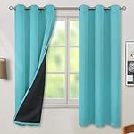 BGment Thermal Insulated 100% Blackout Curtains for Bedroom with Black Liner, Double Layer Full Room Darkening Noise Reducing Grommet Curtain (42 x 63 Inch, Aqua, 2 Panels)