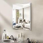 BONEWEI 24x36 inch Frameless Bathroom Mirror, Square Wall Mirror with Beveled Polished Edge, Frameless Mirrors for Bathroom and Living Room