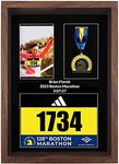 MedalAwardsRack Personalized Engraving 3 in 1 Shadow Box Display (Medal, Race Bibs, and Photo Display) – Marathon Medal Display, Marathon Medal Frame, Triathlon and Running Bib Holder. (Walnut)