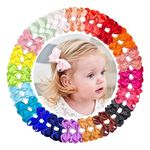 JOYOYO 40 Pcs Toddler Girls Hair Bows Hair Clips for Girls Medium Size Bows for Girls Hair Grosgrain Ribbon Bows, Kids Hair Accessory 3 Inch Hair Bows In Pairs