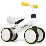 Phobby Baby Balance Bike for 1 2 3 Years Old Boys Girls, 4 Wheels Toddler Bike with Adjustable Seat, 12-36 Months Kids First Birthday Toy Gift