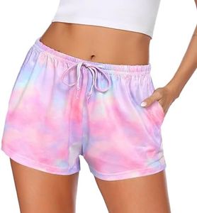 Ekouaer Women Pajama Shorts Comfy Lounge Bottom with Pockets Stretch Strip Sleepwear Drawstring Pj Bottoms Sleep Shorts XX-Large