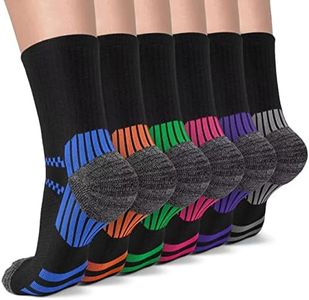 Copper Plantar Fasciitis Running Compression Socks for Men & Women – 3/6 Pairs Arch Support Ankle Socks for Athletic&Travel (Small/Medium, A5-6 Black - Crew)