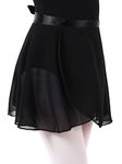 tanzdunsje Girls Ballet Wrap Skirt Chiffon Dance Skirt with Adjustable Waist Tie Ballet Skirt for Girls Women (as1, Alpha, m, Regular, Regular, Black)