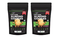 Green Sun Low Carb Almond Cookies |Pack of 2 | 0.5 g Net Carb Per Cookie | Keto Friendly| Sugar Free | Natural Sweetener Stevia |Healthy | High Fiber | Super Foods | Crispy