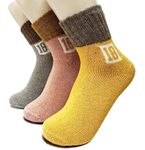 Alexvyan 3 Pair Vintage Solid Soft & Woolen Cozy Knitted Winter Thick Warm Stretchy Elastic Calf Length Socks (Without Thumb) For Women Girls (Multicolor 18)