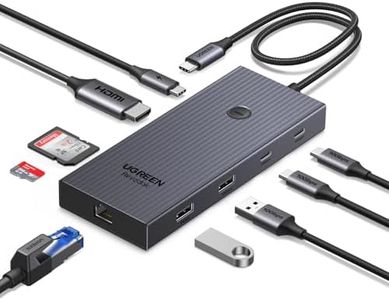 UGREEN USB C Hub Ethernet, Revodok Pro 9-in-1 Adapter with 4K@60Hz HDMI, 1000Mbps RJ45, 100W PD Charging, 2 Type C 3.2&USB A 3.2&3.0 Data Ports, SD/TF Card Reader Compatible with MacBook, iPad, iPhone