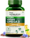 truu Himalayas Omega 3 6 9 Vegan Natural Nutrition Supplement for Muscle, Skin, Eyes, Hair, Brain, Heart, Bones & Triglycerides Lowering Plant Based Organics Triple Strength Oil-90 Vegetarian Capsules