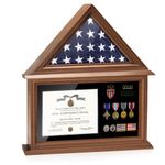 ASmileIndeep Flag Display Case for 5'' x 9.5'' Burial Flag Solid Wood Military Certificate Shadow Box with HD Plexiglas Glass and Wall Mount, Folded Triangle Flag Holder Frame for Badges Medals