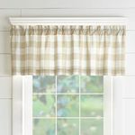 Elrene Home Fashions Farmhouse Living Buffalo Check Window Kitchen Valance, 60" X 15" (1, Tan/White