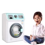 Sobebear Kids Household Toys Washing Machine with Realistic Sounds & Light, Pretend Play Fun Laundry with Rotatable Roller, Mini Home Appliances Playset for Boys & Girls Age 3+ Years (White & Blue)