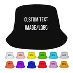 Custom Bucket Hats for Women Men Add Picture Text Logo Personalized Fisherman Sun Cap for Summer Customized Travel Beach Gift Black