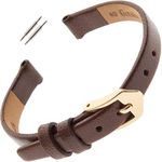 Gilden 6-14mm Flat Polished Leather Ladies Watch Band F66-0206 (6mm, Standard, Brown, Gold-Tone Buckle)