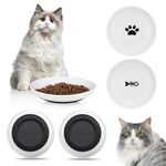 Hejo 2PCS Ceramic Cat Bowls, Non Slip Cat Food Bowl, Cat Dishes, Cat Feeding Bowls, Flat Cat Plate, Kitten Food Bowls,Flat Cat Bowl for Kittens, Rabbit and Hamster