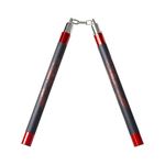 Playwell Competition Deluxe Foam Rubber Speed Training Nunchucks with Chain (Chucks) - 11" - Black/Red