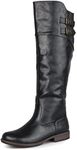 Journee Womens Tori Stacked Heel Riding Boots, Black, 7 Regular US
