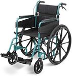 DAYS Escape Lite Wheelchair, Self Propelled Lightweight Aluminium with Folding Frame, Mobility Aid, Comfy and Sturdy, Portable Transit Travel Chair, Removable Footrests, Standard, Racing Green