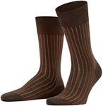 FALKE Men's Shadow Dress Socks, Sustainable Cotton, Stripe Pattern, Eco Friendly, Stylish Fashion, Business Casual, Brown (Brown 5934), 6.5-7.5, 1 Pair