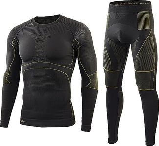 WINDCHASER Men's Thermal Underwear Set Long Sleeve Tops Long Johns Base Layer Bottom Seamless Quick Drying for Cycling, Hiking, Skiing, Black 2, m