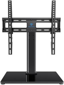 PERLESMITH Swivel Universal TV Stand/Base - Table Top TV Stand for 32-60 inch LCD LED TVs - Height Adjustable TV Mount Stand with Tempered Glass Base, VESA 400x400mm,Holds up to 88lbs PSTVS09