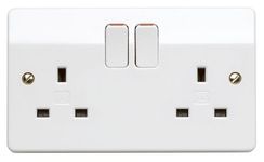 MK Logic Plus Double Socket (K2747 WHI DP) 13A 2 Gang, in white, with inherent antimicrobial properties.