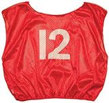 Champion Sports Youth Mesh Practice Scrimmage Vest, Red (Pack of 12)