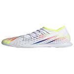 adidas Unisex Edge.3 Predator Indoor Soccer Shoe, White/Solar Yellow/Power Blue, 13 US Men