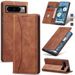 Jasonyu Case for Google Pixel 8 Pro Leather Wallet Flip Cover with Card Holder,Kickstand, Magnetic Closure,TPU Shockproof Phone Case Compatible with Pixel 8 Pro (Brown)