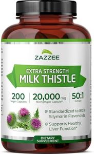 Zazzee Organic Milk Thistle 50:1 Extract, 20,000 mg Strength, 200 Vegan Capsules, 80% Silymarin Flavonoids, Over 6 Month Supply, Standardized and Concentrated 50X Extract, All-Natural and Non-GMO