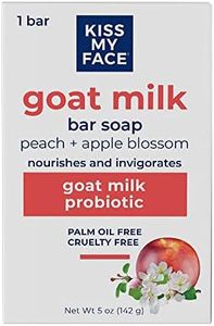 Kiss My Face Goat Milk Bar Soap - Peach + Apple Blossom - Probiotic Goat Milk Soap Bar - Cruelty Free and Palm Oil Free (Peach + Apple Blossom, Pack of 1)