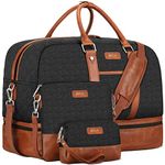 Weekender Bag Large Overnight Bag for Women Canvas Travel Duffel Bag Carry On Tote with Shoe Compartment 21" for Women & Men 3Pcs Set