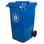 HBI Hoffmann Bewirtung India High Density Polyethylene Hbi Wheel SwingLid Garbage Dustbin Trash Can | Dustbin With Wheels Outdoor Garbage Cans (120 Litres, Blue)