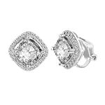 Yoursfs CZ Crystal Invisible Clip On Earrings Cubic Zirconia Silver Wedding Clip Earrings