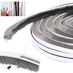 PERFETSELL Adhesive Brush Weather Stripping Tape, 5m(L)x 9mm(W)x 23mm(T) High Density Felt Door Brush Strip Dustproof Door Seal Strip Draught Excluder Draft-Air Stopper for Sliding Sash Window (Gray)