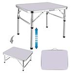 Folding Tables 2ft Picnic Table with 2 Adjustable Height 10"/22", Fold Up Camping Table Outdoor Bench Dinning Table, Small Bed Table Working from Home Sofa Study Table, Lightweight Eeasy to Store