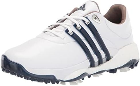 adidas Men's TOUR360 22 Golf Shoes, Footwear White/Silver Metallic/Team Navy Blue, 7.5