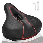 Zacro Bike Seat Comfort for Women Men, Wide Bicycle Seat Memory Foam Padded Soft Bike Cushion with Dual Shock Absorbing, Bicycle Saddle Replacement Universal Fit for Peloton Bike & Bike+, Outdoor Bike