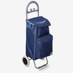 Lukzer Cooler Bag Shopping Cart for Grocery Foldable Trolley with Wheels Large & Light Weight Waterproof Oxford Fabric with Multiple Pockets (Blue/95x26x34cm)