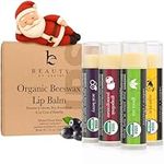 Organic Lip Balm - USA Made Multi-Flavored Chap Stick Lip Balm, Lip Moisturizer for Dry, Cracked, Chapped Lips, Christmas Gifts for Women & Men, Stocking Stuffers for Adults & Teens, Baume à Lèvre