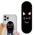 Regor Tabletop Finger Grip & Mobile Holder Mobile Stand Phone Holder for Hand & Mobile Back Holder Grip Great for Selfie & Works as iPhone Stand & Android Phone Stand - Black Cat