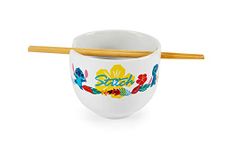 Disney's Lilo and Stitch Japanese Ceramic Dinnerware Set | Includes 16-Ounce Ramen Bowl and Wooden Chopsticks | Asian Food Dish Set for Home Kitchen, Place Setting