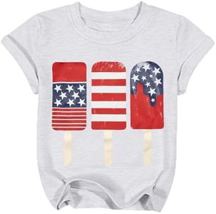 QLIPIN Toddler 4th of July Shirt Boys American Flag Popsicle Shirts Patriotic Tee USA Flag Graphic Short Sleeve Top